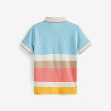 Load image into Gallery viewer, Multicolour Pastels Short Sleeve Stripe Pique Jersey Polo Shirt (3mths-6yrs)
