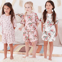 Load image into Gallery viewer, Pink/Cream Floral Short Pyjamas 3 Pack (4-12yrs)
