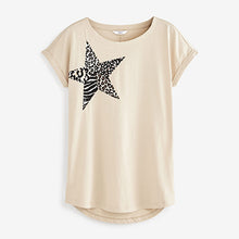 Load image into Gallery viewer, Stone Graphic Star Curved Hem Short Sleeve T-Shirt
