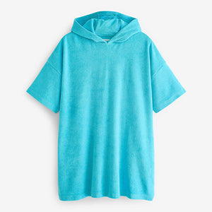 Aqua Blue Oversized Hooded Toweling Cover-Up (Older Boys)