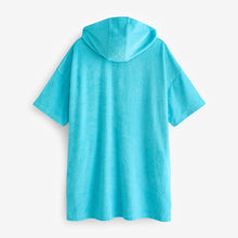 Load image into Gallery viewer, Aqua Blue Oversized Hooded Toweling Cover-Up (Older Boys)
