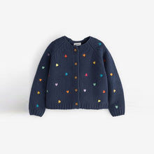 Load image into Gallery viewer, Navy Heart Cardigan (3mths-6yrs)
