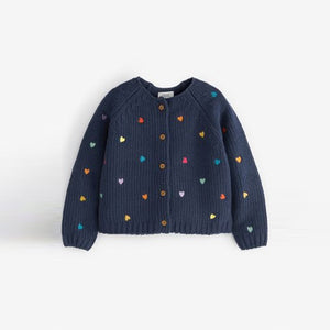 Navy Heart Cardigan (3mths-6yrs)