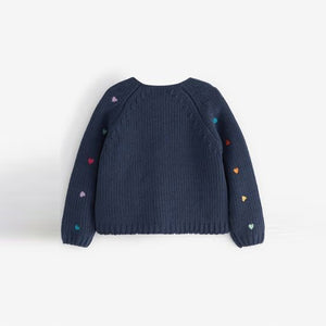 Navy Heart Cardigan (3mths-6yrs)