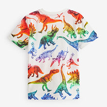 Load image into Gallery viewer, White Rainbow Dinosaur All Over Print Short Sleeve T-Shirt (3-10yrs)
