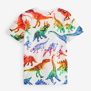White Rainbow Dinosaur All Over Print Short Sleeve T-Shirt (3-10yrs)