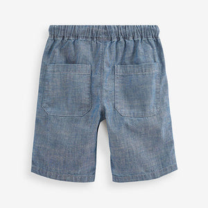 Mid Blue Chambray Pull-On Shorts (3-12yrs)