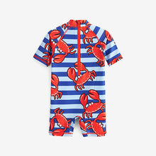Load image into Gallery viewer, Blue Stripe Crab Sunsafe All-In-One Swimsuit (3mths-6yrs)
