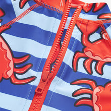 Load image into Gallery viewer, Blue Stripe Crab Sunsafe All-In-One Swimsuit (3mths-6yrs)
