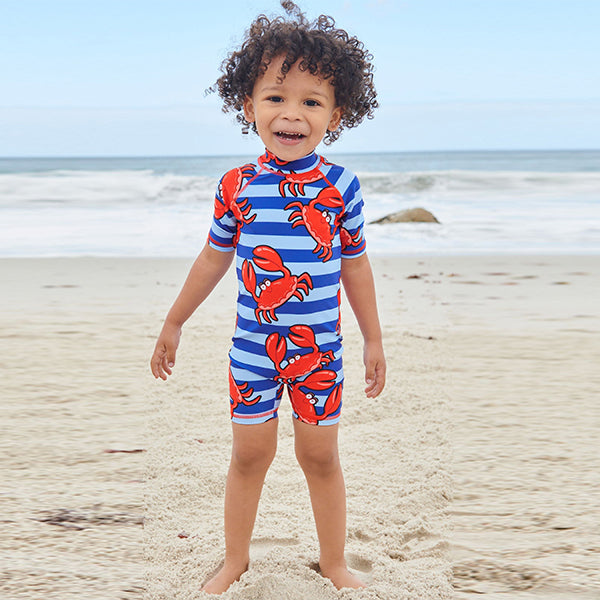 Blue Stripe Crab Sunsafe All-In-One Swimsuit (3mths-6yrs)