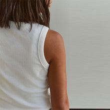 Load image into Gallery viewer, White Ribbed Racer Tank Vest Top
