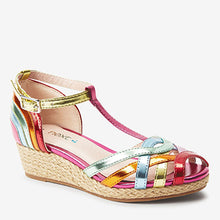 Load image into Gallery viewer, Rainbow Weave Strap Wedge Sandals (Older Girls)
