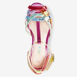 Rainbow Weave Strap Wedge Sandals (Older Girls)