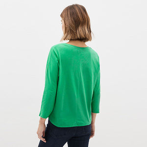Bright Green 3/4 Length Sleeve Top