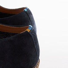 Load image into Gallery viewer, Navy Blue Suede Derby Shoes
