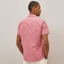 Load image into Gallery viewer, Pink Stretch Oxford Printed Short Sleeve Shirt
