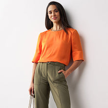 Load image into Gallery viewer, Orange Satin Formal T-Shirt Top
