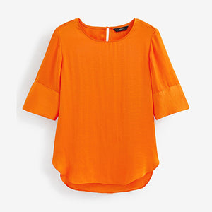 Orange Satin Formal T-Shirt Top