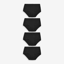 Load image into Gallery viewer, Black Midi Fit Cotton Rich Knickers 4 Pack
