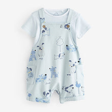 Load image into Gallery viewer, Light Blue Jersey Short Baby Dungarees And Bodysuit (0mths-18mths)

