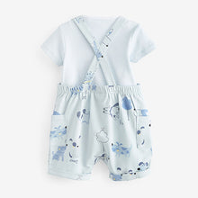 Load image into Gallery viewer, Light Blue Jersey Short Baby Dungarees And Bodysuit (0mths-18mths)
