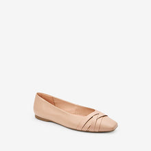Load image into Gallery viewer, Nude Forever Comfort® Leather Square Toe Ballerina Shoes
