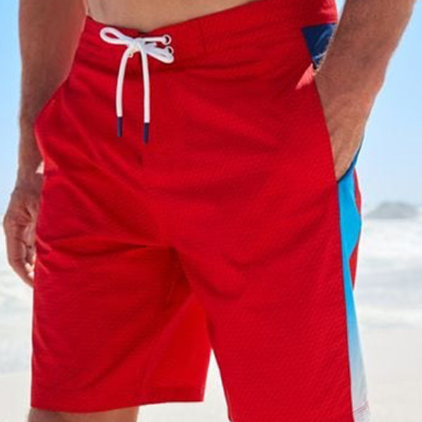 Red Textured Boardshorts