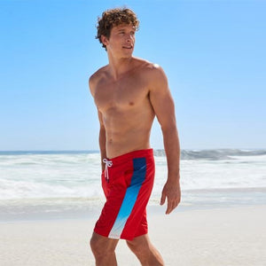 Red Textured Boardshorts