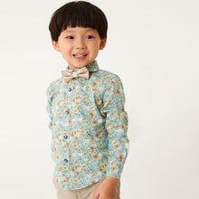 Load image into Gallery viewer, Green Smart Print Shirt With Bow Tie (3mths-6yrs)
