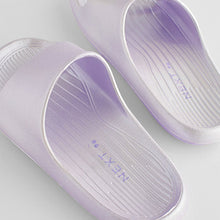 Load image into Gallery viewer, Lilac Purple Metallic Lightweight Sliders (Older Girls)
