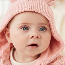 Load image into Gallery viewer, Pale Pink Knitted Baby Ear Hooded Cardigan (0mths-18mths)
