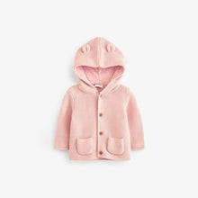 Load image into Gallery viewer, Pale Pink Knitted Baby Ear Hooded Cardigan (0mths-18mths)
