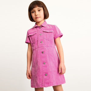 Pink Fitted Denim Dress (3-12yrs)