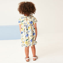 Load image into Gallery viewer, Blue Floral Short Sleeve Cotton Jersey Dress (3mths-6yrs)
