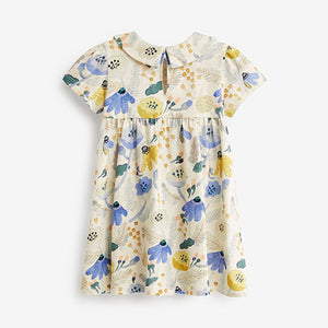 Blue Floral Short Sleeve Cotton Jersey Dress (3mths-6yrs)