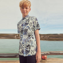 Load image into Gallery viewer, Blue Short Sleeve Printed Signature Shirt (3-12yrs)
