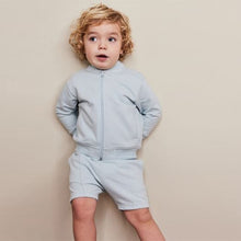 Load image into Gallery viewer, Mineral Blue Letterman Jacket and Short Set (3mths-6yrs)
