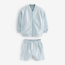 Load image into Gallery viewer, Mineral Blue Letterman Jacket and Short Set (3mths-6yrs)
