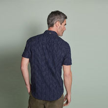 Load image into Gallery viewer, Navy Blue Textured Short Sleeve Shirt
