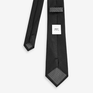 Black /Charcoal Grey Textured Tie With Tie Clip 2 Pack