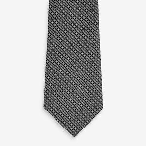 Black /Charcoal Grey Textured Tie With Tie Clip 2 Pack