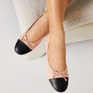 Nude Cream/ Black Toe Cap Forever Comfort® Ballerinas Shoes