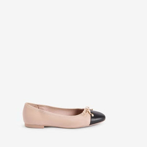 Nude Cream/ Black Toe Cap Forever Comfort® Ballerinas Shoes