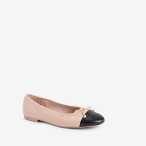 Nude Cream/ Black Toe Cap Forever Comfort® Ballerinas Shoes