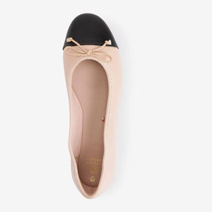 Nude Cream/ Black Toe Cap Forever Comfort® Ballerinas Shoes