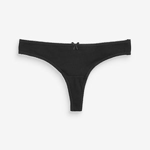 Black Thong Fit Cotton Rich Knickers 4 Pack