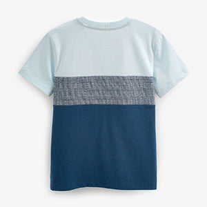 Blue Check Texture Colourblock Short Sleeve T-Shirt (3-12yrs)