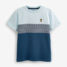 Load image into Gallery viewer, Blue Check Texture Colourblock Short Sleeve T-Shirt (3-12yrs)
