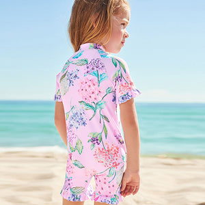 Pale Pink Floral Sunsafe Swim Suit (3mths-5yrs)