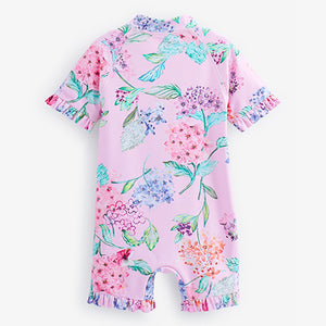 Pale Pink Floral Sunsafe Swim Suit (3mths-5yrs)